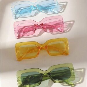 Set of Four Rectangular Framed Jelly Sunglasses
